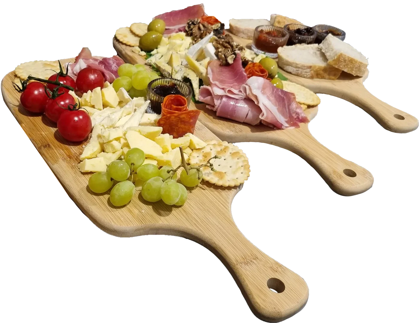 Cheeseboards with meats and cheeses